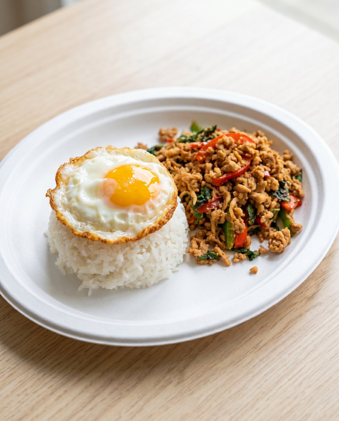 Pad Kra Pow with fried egg